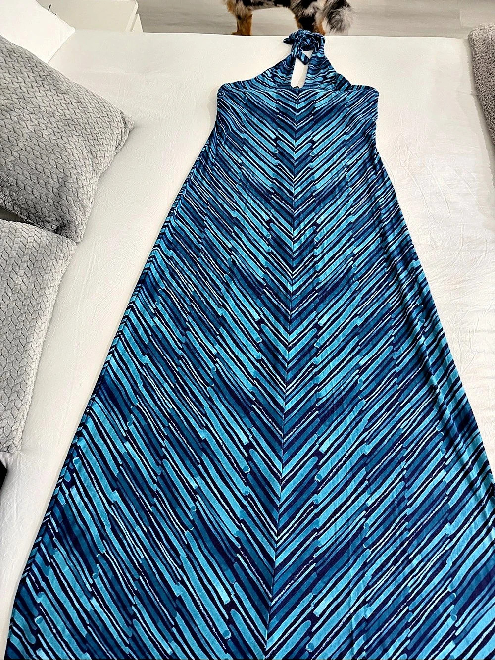 Tommy Bahama Blue Geometric Maxi Dress Size Medium Like New